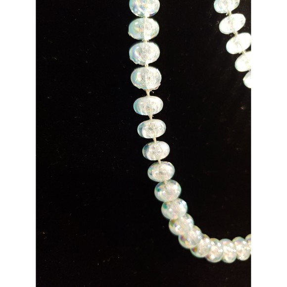 Vtg Unsigned 59" Long Strand Faux Iridescent Blue Bead Necklace 2 or 3 Strand - Picture 8 of 8